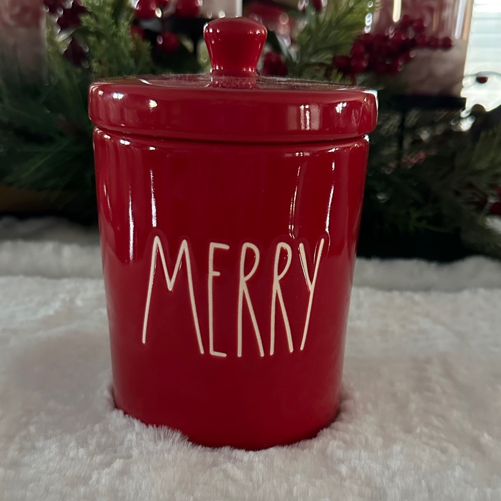 Rae Dunn Red 'Merry' Holiday Canister